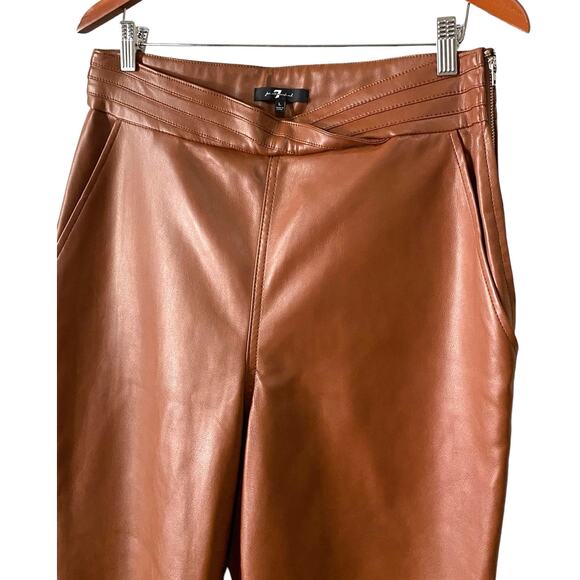 7 For All Mankind Womens Brown Faux Leather Pants Large Tan Boho Western Cowgirl - Picture 10 of 12